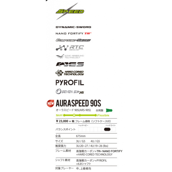 オーラスピード 90S／AURASPEED 90S（バドミントン用・ラケット）の格安通販
