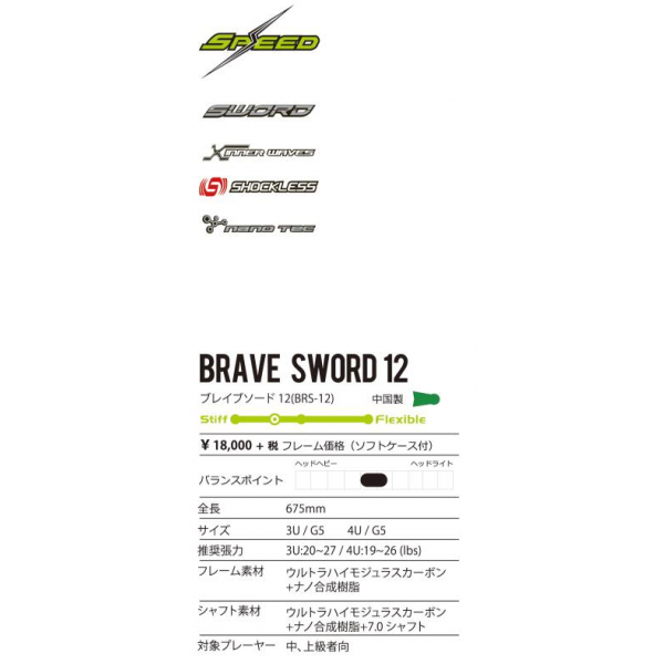 ブレイブソード 12／BRAVE SWORD 12（バドミントン用・ラケット）の